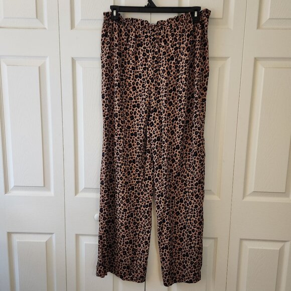 Women's Leopard Print Ruffle Waist Cover up Pants Brown Sz L Shade & Shore Brown - Picture 11 of 13